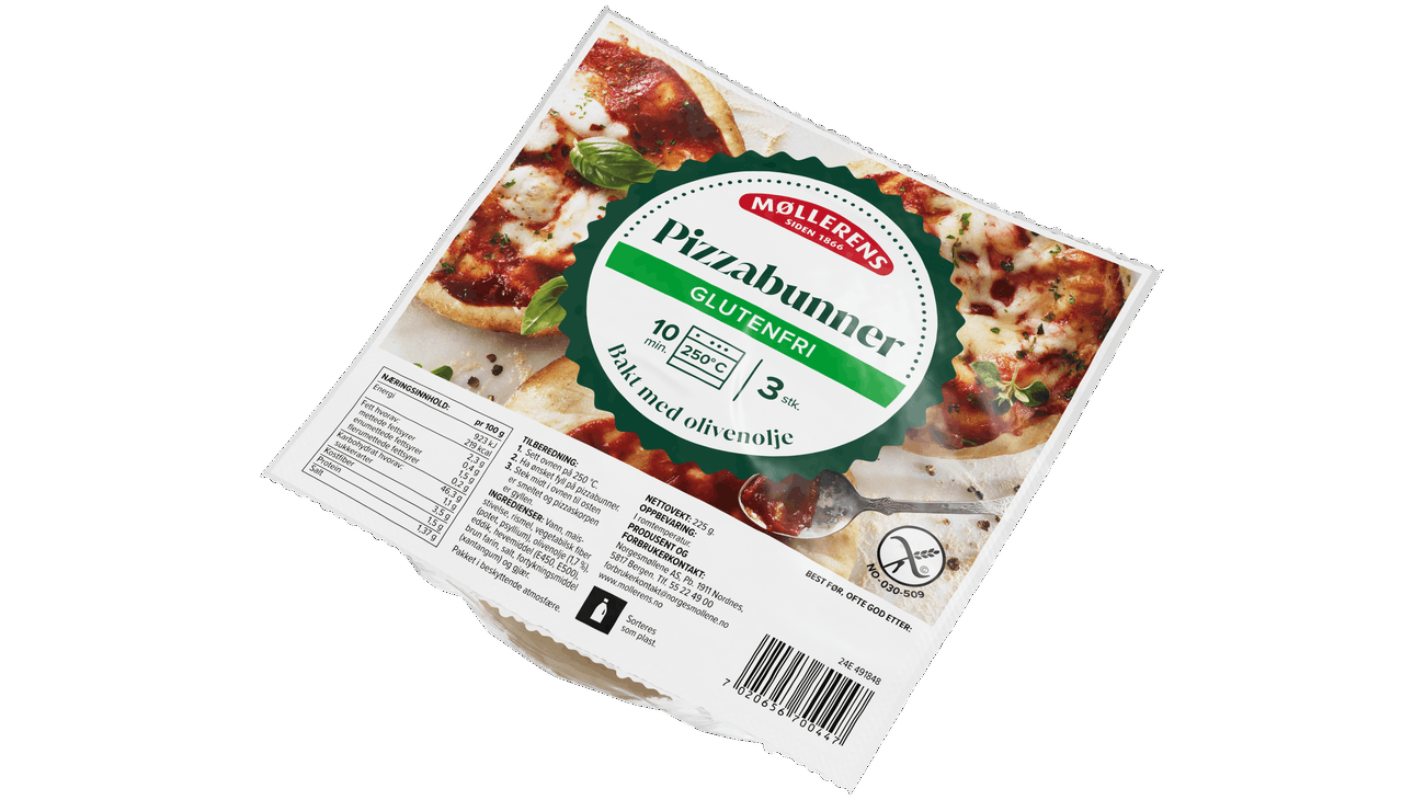 Møllerens Pizzabunner, glutenfri