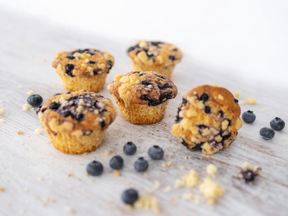 Blåbærmuffins med crumble